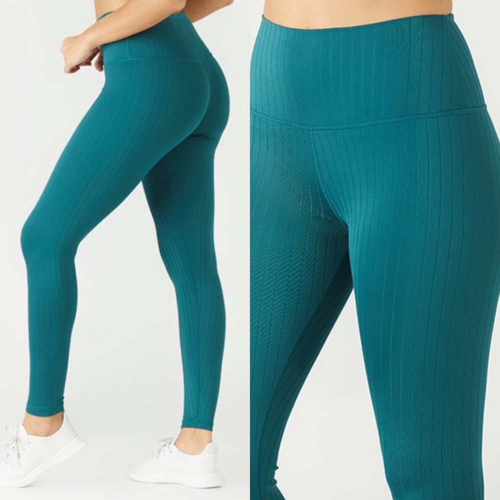 NWT Glyder High Power Flat Ribbed High Waist Leggings Dark Teal